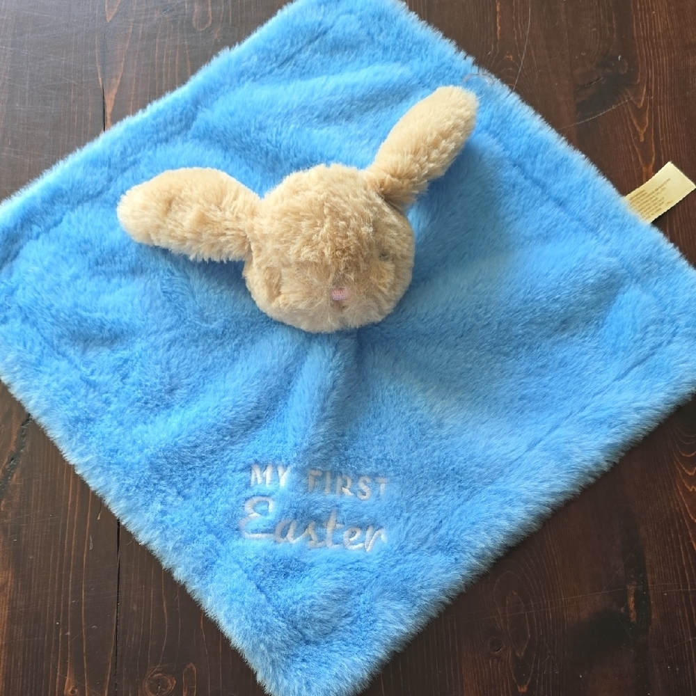 "My First Easter" Blue Plush Bunny Lovey Security Blanket